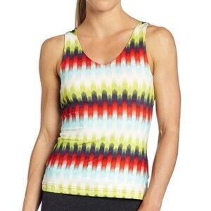 💛 Columbia V Neck Orange Green Blue White Tank Top